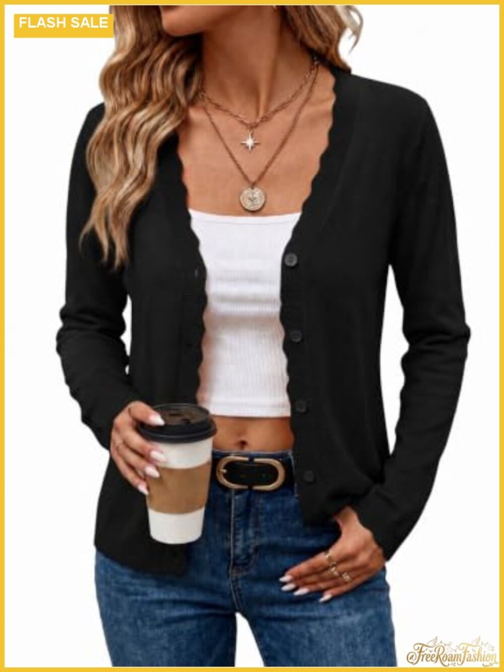 Lightweight Knit Button Down Cardigan Women Long Sleeve V-Neck Loose Fit